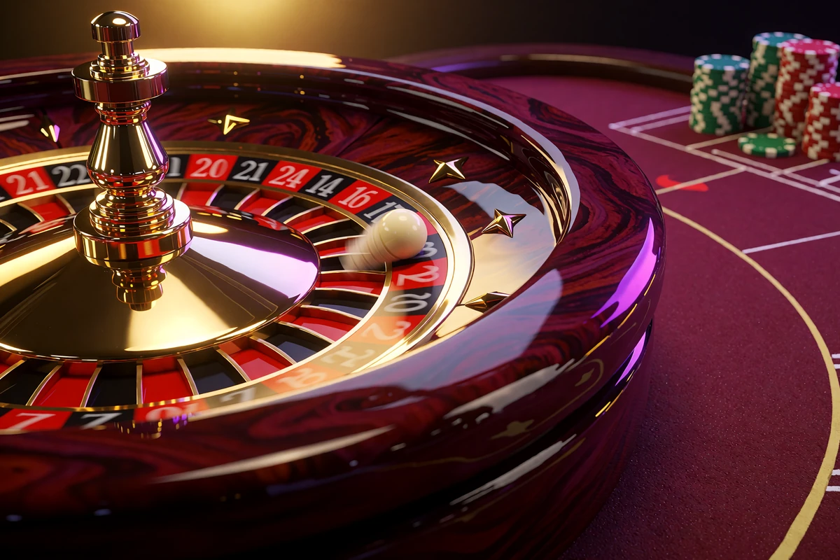 Zbliżenie na koło ruletki online z kulką w ruchu w kasynie na żywo OnlySpins